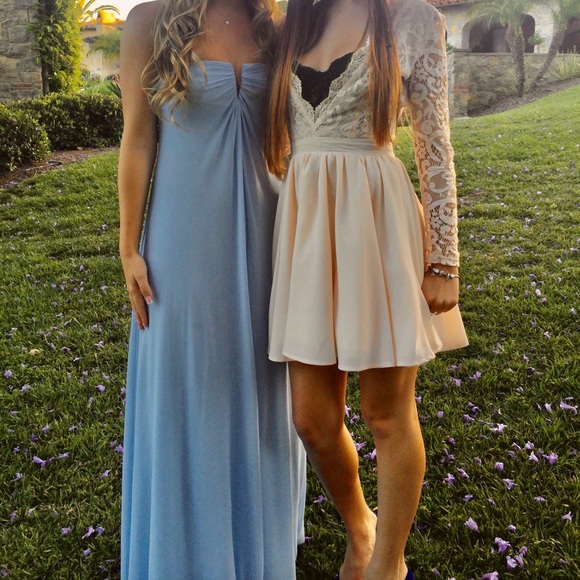 Baby Blue Strapless Prom Dress 